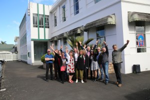 The Project Action Team in front of the future Hundertwasser Building